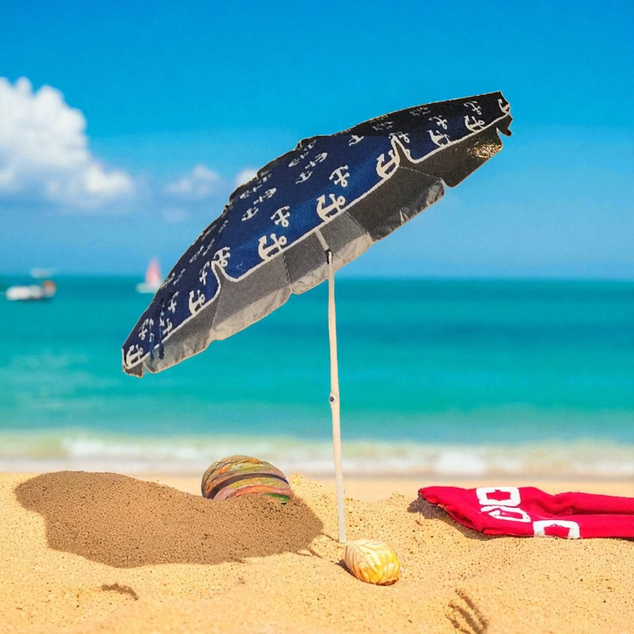 Suncobran za plažu plavi sidra 2,25m