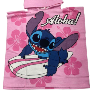 Dečiji pončo peškir sa kapuljačom - Pončo Stich roze - Peškir sa kapuljačom lin-014